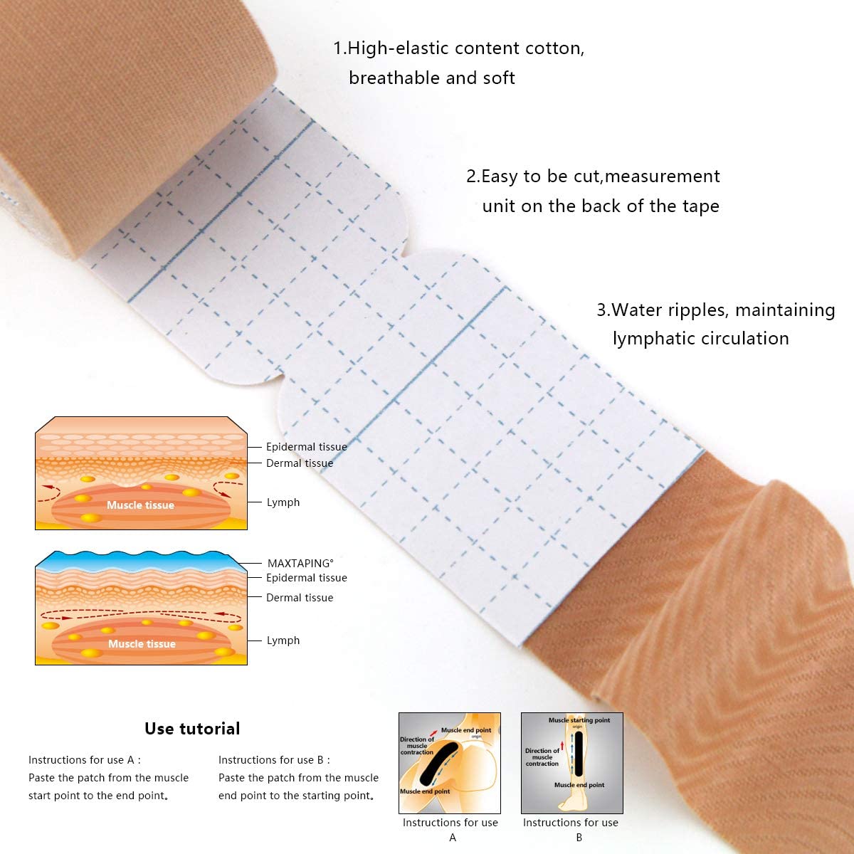 Waterproof Physio Elastic Hypoallergenic Precut Kinesiology Tape Y shape